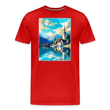 St Wolfgang Autriche Affiche de voyage vintage souvenir - T-shirt bio Premium Homme - rouge - Devant - Damien (186cm)