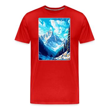 Chamonix France Vintage Travel Poster Souvenir WPA - Men's Premium Organic T-Shirt - red - Front - Damien (186cm)