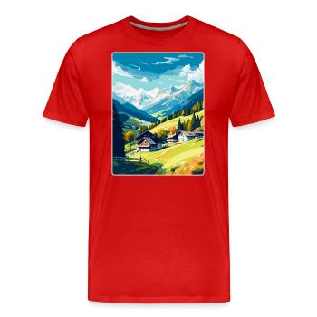 Zell am Ziller Österreich Vintage Reiseposter WPA - Männer Premium Bio T-Shirt - Rot - Vorne - Damien (186cm)