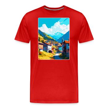 Artvin Turkey Vintage Travel Poster WPA Souvenir - Men's Premium Organic T-Shirt - red - Front - Damien (186cm)