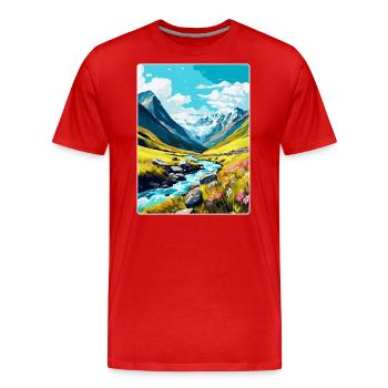 Hohe Tauern Österreich Vintage Reiseplakat Souvenir - Männer Premium Bio T-Shirt - Rot - Vorne - Damien (186cm)