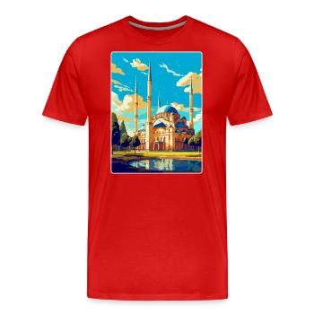 Edirne Turkey Vintage Travel Poster WPA Souvenir - Men's Premium Organic T-Shirt - red - Front - Damien (186cm)