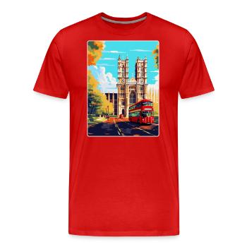Westminster Abbey London England Uk Travel Poster - Men's Premium Organic T-Shirt - red - Front - Damien (186cm)