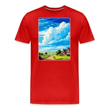 New Romney England Uk Vintage Travel Poster WPA - Men's Premium Organic T-Shirt - red - Front - Damien (186cm)