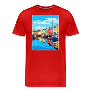 Plymouth England Uk Vintage Travel Poster Souvenir - Men's Premium Organic T-Shirt - red - Front - Damien (186cm)