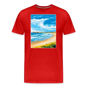 Portstewart Strand Irland Uk Reiseplakat WPA - Männer Premium Bio T-Shirt - Rot - Vorne - Damien (186cm)