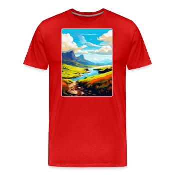 Île de Skye Écosse Royaume-Uni Affiche De Voyage Vintage WPA - T-shirt bio Premium Homme - rouge - Devant - Damien (186cm)