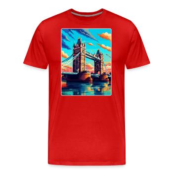 Tower Bridge Angleterre Royaume-Uni Affiche de voyage vintage WPA - T-shirt bio Premium Homme - rouge - Devant - Damien (186cm)