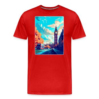 London England Uk Vintage Reiseplakat Souvenir - Männer Premium Bio T-Shirt - Rot - Vorne - Damien (186cm)