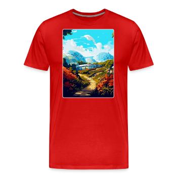 Eden Project Angleterre Royaume-Uni Affiche de voyage Souvenir WPA - T-shirt bio Premium Homme - rouge - Devant - Damien (186cm)