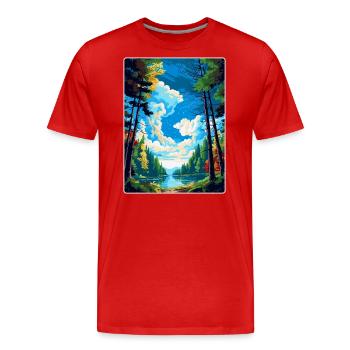Forest Of Dean Vintage Travel Poster Souvenir WPA - Men's Premium Organic T-Shirt - red - Front - Damien (186cm)