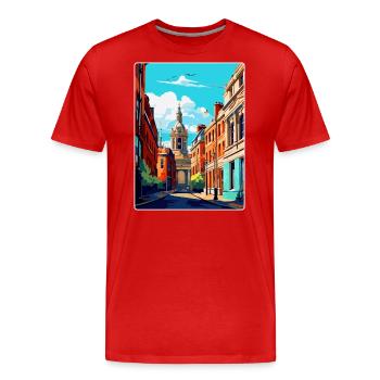 Leeds England Uk Vintage Reise Poster Souvenir - Männer Premium Bio T-Shirt - Rot - Vorne - Damien (186cm)