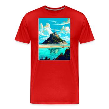 St Michaels Mount England Uk Reiseposter WPA - Männer Premium Bio T-Shirt - Rot - Vorne - Damien (186cm)