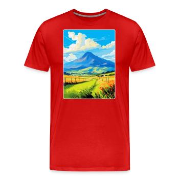Mourne Mountains Vintage Travel Poster Souvenir - Men's Premium Organic T-Shirt - red - Front - Damien (186cm)
