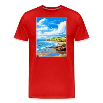 Bude Cornwall, England, Vereinigtes Königreich, Reiseposter, Souvenir - Männer Premium Bio T-Shirt - Rot - Vorne - Damien (186cm)