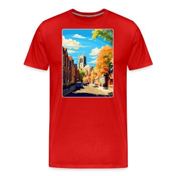 Richmond Angleterre Royaume-Uni Affiche de voyage vintage souvenir - T-shirt bio Premium Homme - rouge - Devant - Damien (186cm)
