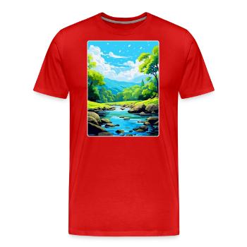 Golitha Falls, England, Vereinigtes Königreich, Reiseposter, Souvenir - Männer Premium Bio T-Shirt - Rot - Vorne - Damien (186cm)