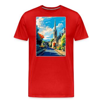 Stow On The Wold England Uk Reise Poster Souvenir - Männer Premium Bio T-Shirt - Rot - Vorne - Damien (186cm)