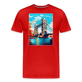 Tower Bridge Angleterre Royaume-Uni Affiche de voyage Souvenir WPA - T-shirt bio Premium Homme - rouge - Devant - Damien (186cm)