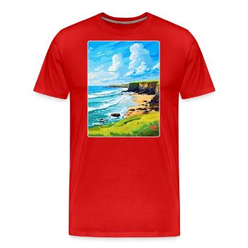 Bude Cornwall, England, Vereinigtes Königreich, Reiseposter, Souvenir - Männer Premium Bio T-Shirt - Rot - Vorne - Damien (186cm)