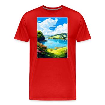 Helford River England Uk Reiseplakat Souvenir - Männer Premium Bio T-Shirt - Rot - Vorne - Damien (186cm)