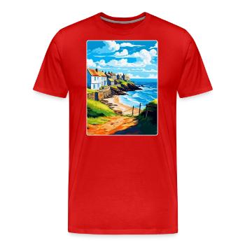 Gorran Haven, England, Vereinigtes Königreich, Reiseposter, Souvenir, WPA - Männer Premium Bio T-Shirt - Rot - Vorne - Damien (186cm)