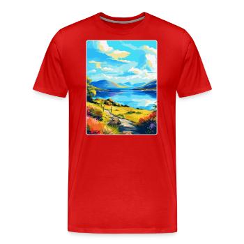 Loch Lomond National Park Travel Poster Souvenir - Men's Premium Organic T-Shirt - red - Front - Damien (186cm)