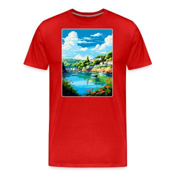 Fowey River England Uk Reise Poster Souvenir WPA - Männer Premium Bio T-Shirt - Rot - Vorne - Damien (186cm)