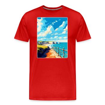 Eastbourne Sussex Vintage Voyage Poster Souvenir - T-shirt bio Premium Homme - rouge - Devant - Damien (186cm)