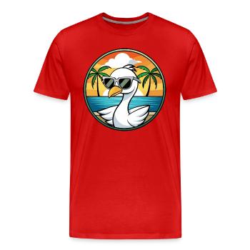 Schwan Lustige Cartoon Sommer Strand Sonnenbrille Aufkleber - Männer Premium Bio T-Shirt - Rot - Vorne - Damien (186cm)