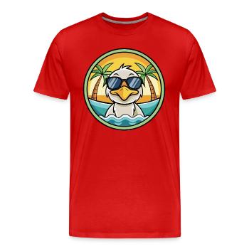 Ente Lustige Cartoon Sommer Strand Sonnenbrille Aufkleber - Männer Premium Bio T-Shirt - Rot - Vorne - Damien (186cm)