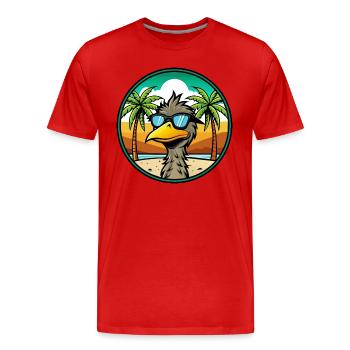 Emu Lustige Cartoon Sommer Strand Sonnenbrille Aufkleber - Männer Premium Bio T-Shirt - Rot - Vorne - Damien (186cm)