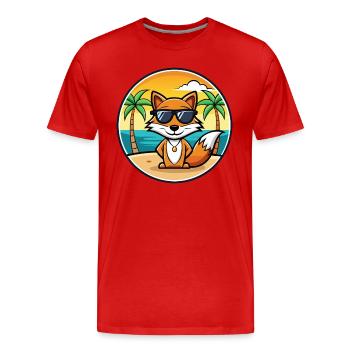 Fuchs Lustige Cartoon Sommer Strand Sonnenbrille Aufkleber - Männer Premium Bio T-Shirt - Rot - Vorne - Damien (186cm)