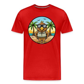 Hawk Lustige Cartoon Sommer Strand Sonnenbrille Aufkleber - Männer Premium Bio T-Shirt - Rot - Vorne - Damien (186cm)