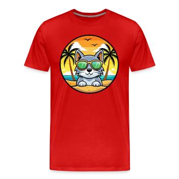 Lunettes de soleil australiennes Mist Cat Breed Cartoon Beach - T-shirt bio Premium Homme - rouge - Devant - Damien (186cm)