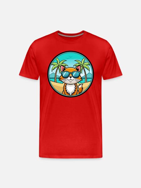 Hantilly Tiffany Cat Breed Tegneserie Solbrille Beach - Herre Premium T-shirt økologisk - rød