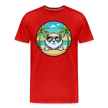 Himalaya-Katzenrasse Cartoon-Sonnenbrille Strand - Männer Premium Bio T-Shirt - Rot - Vorne - Damien (186cm)