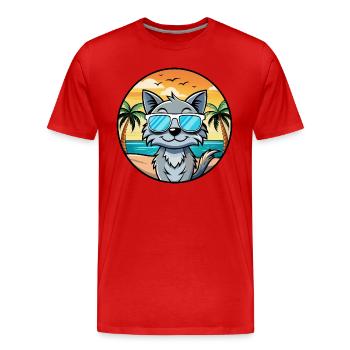 Lunettes de soleil australiennes Mist Cat Breed Cartoon Beach - T-shirt bio Premium Homme - rouge - Devant - Damien (186cm)