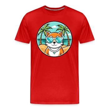 Hantilly Tiffany Katzenrasse Cartoon Sonnenbrille Strand - Männer Premium Bio T-Shirt - Rot - Vorne - Damien (186cm)