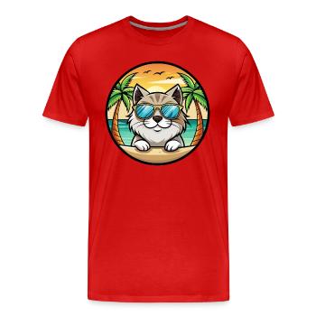 Himalaya-Katzenrasse Cartoon-Sonnenbrille Strand - Männer Premium Bio T-Shirt - Rot - Vorne - Damien (186cm)