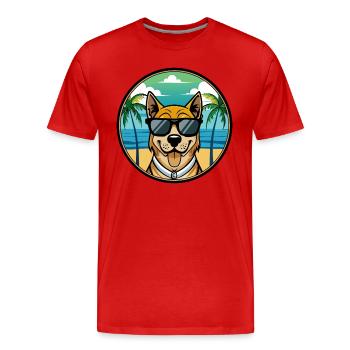 Cao De Castro Laboreiro Hunderasse Cartoon Strand - Männer Premium Bio T-Shirt - Rot - Vorne - Damien (186cm)