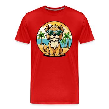 Briquet Griffon Vendeen Race de chien Cartoon Beach - T-shirt bio Premium Homme - rouge - Devant - Damien (186cm)