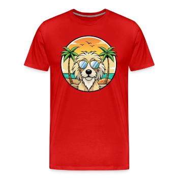 Catalan Sheepdog Breed Cartoon Sunglasses Beach - Men's Premium Organic T-Shirt - red - Front - Damien (186cm)
