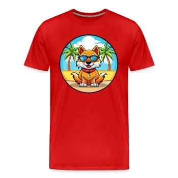 Chinese Imperial Dog Breed Cartoon Sunglass Beach - Men's Premium Organic T-Shirt - red - Front - Damien (186cm)