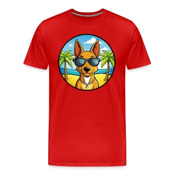 Cirneco Dell Etna Hunderasse Cartoon Sonnenbrille Strand - Männer Premium Bio T-Shirt - Rot - Vorne - Damien (186cm)