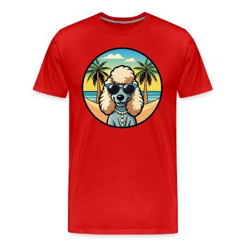 Corded Poodle Hunderasse Cartoon Sonnenbrille Strand - Männer Premium Bio T-Shirt - Rot - Vorne - Damien (186cm)