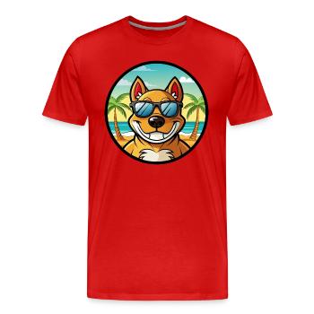 Cordoue Chien De Combat Race Dessin Animé Lunettes De Soleil Plage - T-shirt bio Premium Homme - rouge - Devant - Damien (186cm)