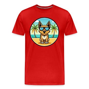 Lancashire Heeler Dog Breed Cartoon Sunglass Beach - Men's Premium Organic T-Shirt - red - Front - Damien (186cm)