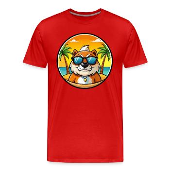 Moscow Watchdog Breed Cartoon Sunglasses Beach - Men's Premium Organic T-Shirt - red - Front - Damien (186cm)
