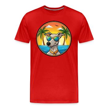 Lurcher Chien Race Dessin Animé Lunettes De Soleil Plage - T-shirt bio Premium Homme - rouge - Devant - Damien (186cm)